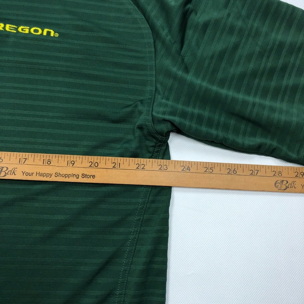 Nike Team Oregon Ducks Polo Shirt Mens Large Green Yellow Striped Nike FIT DRY